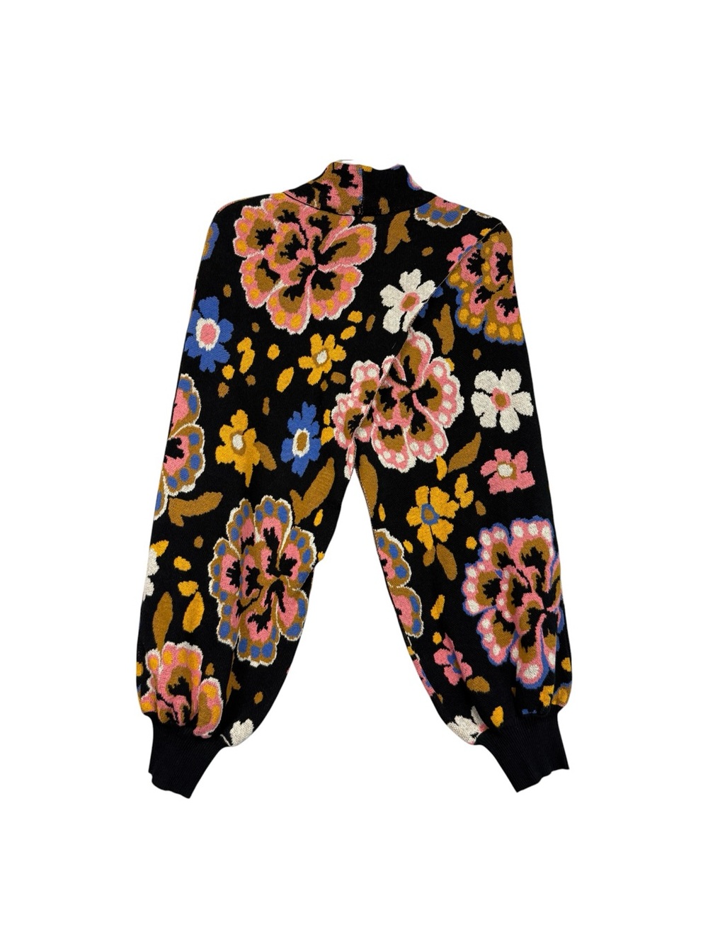 Farm Rio Intarsia Knit Crossover Floral Crop Sweater - Picture 3 of 7